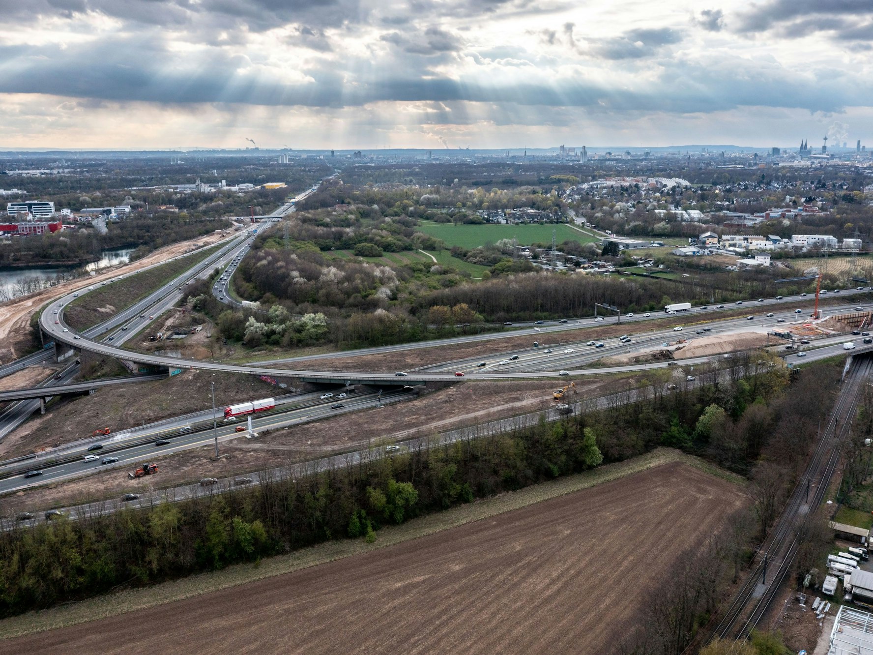 Luftaufnahme des Heumarer Dreiecks in Köln.