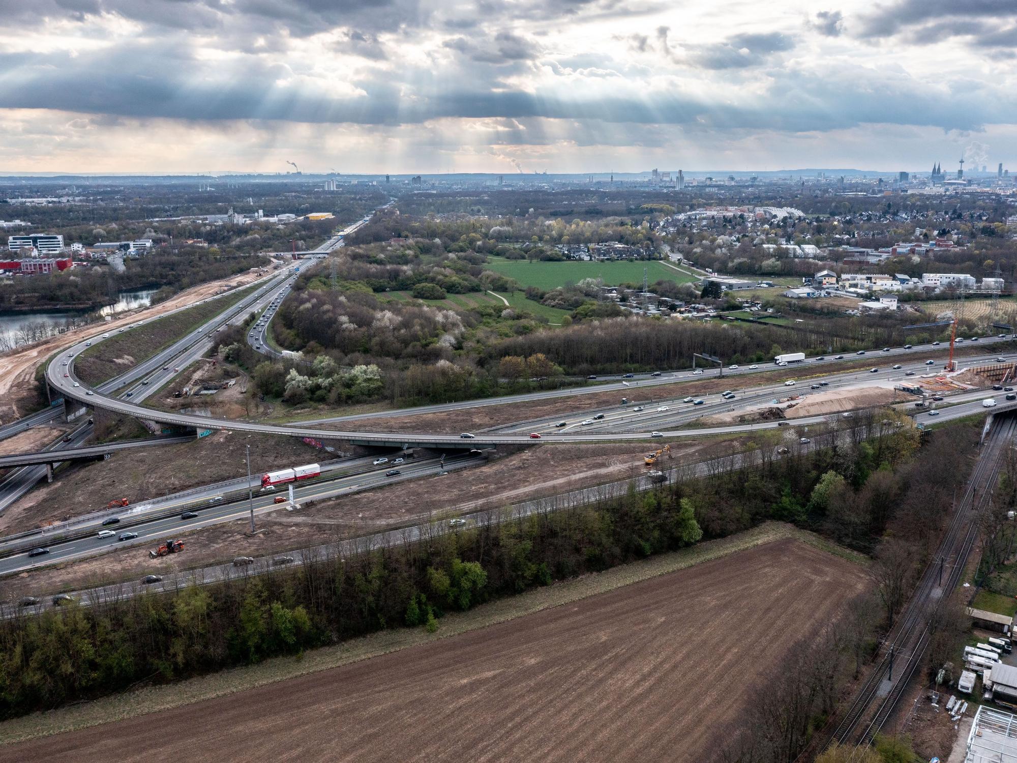 Luftaufnahme des Heumarer Dreiecks in Köln.