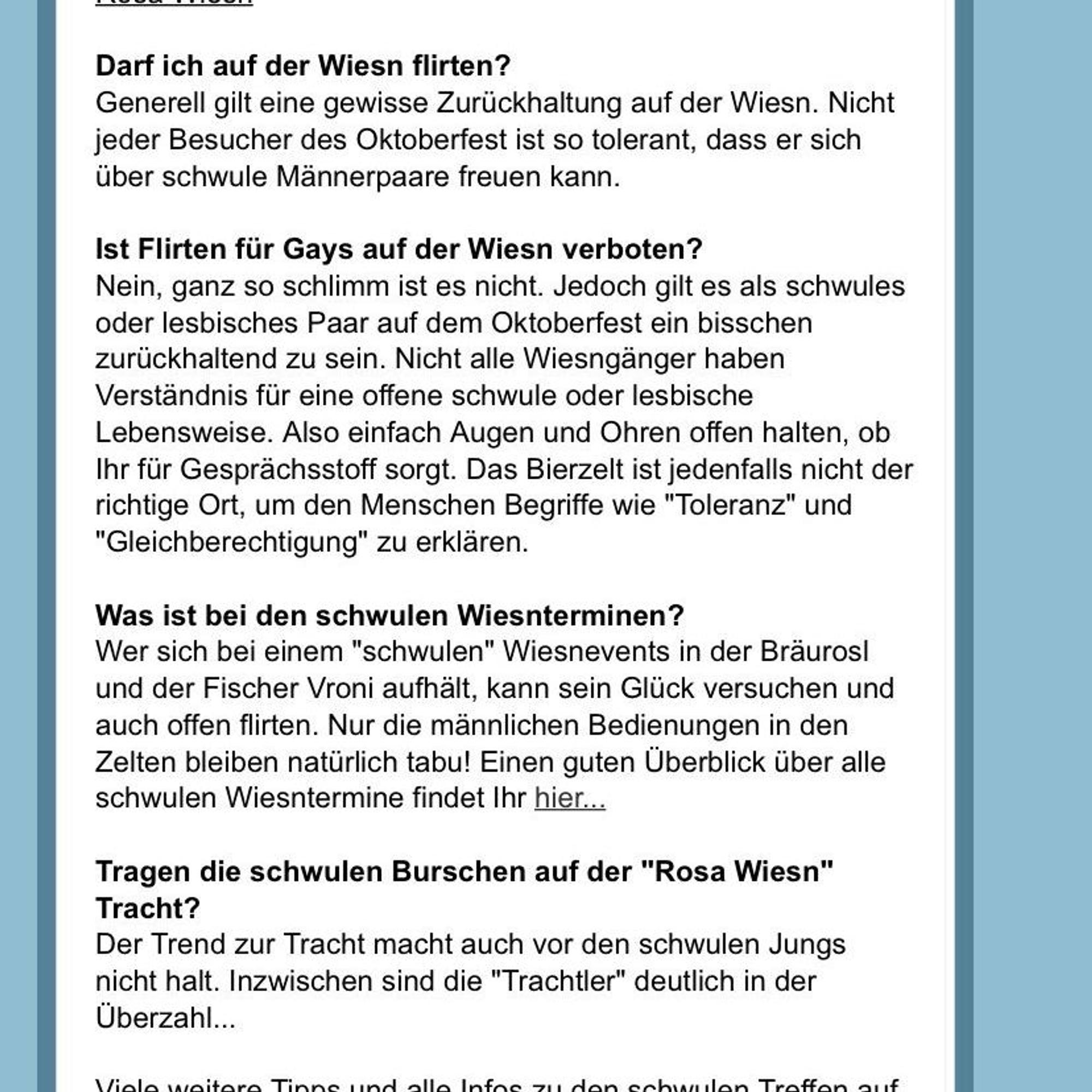Tipps für schwule Wiesn-Gänger: Screenshot aufgenommen am 8. Juni 2022.