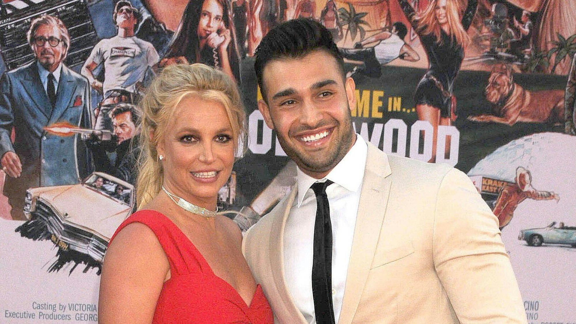 Britney Spears und Sam Asghari 2019 bei der Premiere des Films „Once Upon a Time in Hollywood“ in Los Angeles.