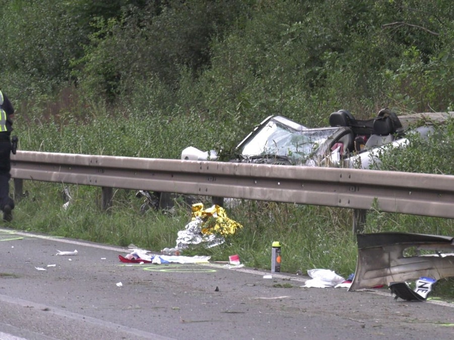 Unfallort auf der A 57 in Köln