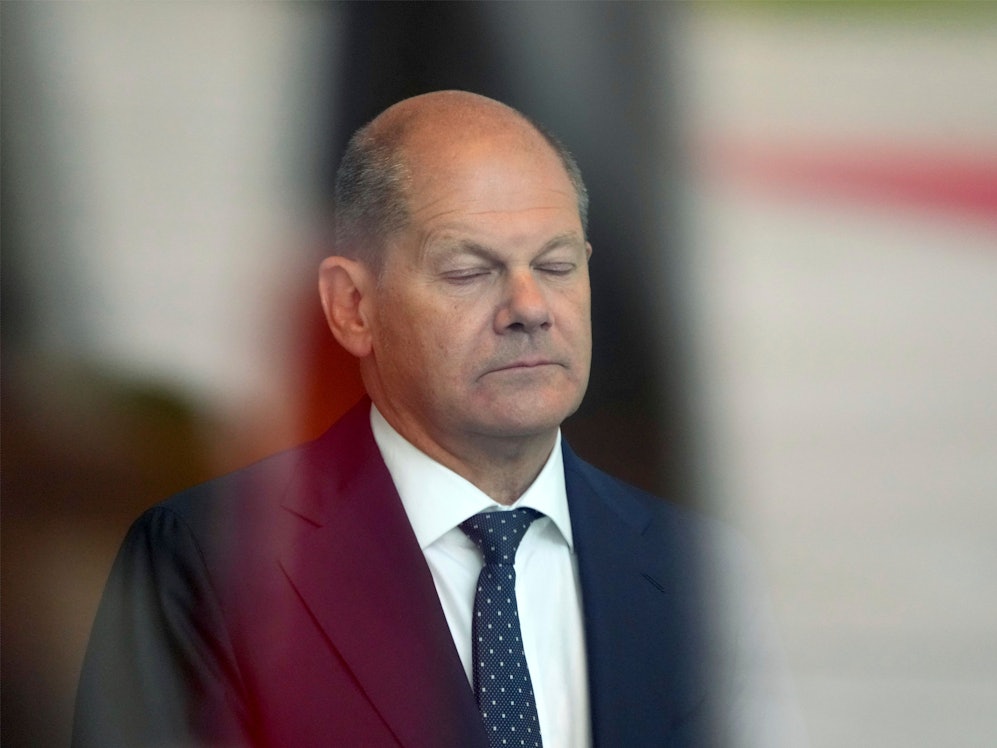 Wird Kanzler Olaf Scholz (SPD) die Ukraine noch in dieser Woche besuchen? Hier ist er am 13. Juni im Kanzleramt zu sehen, vor dem Besuch des slowakischen Ministerpräsidenten.