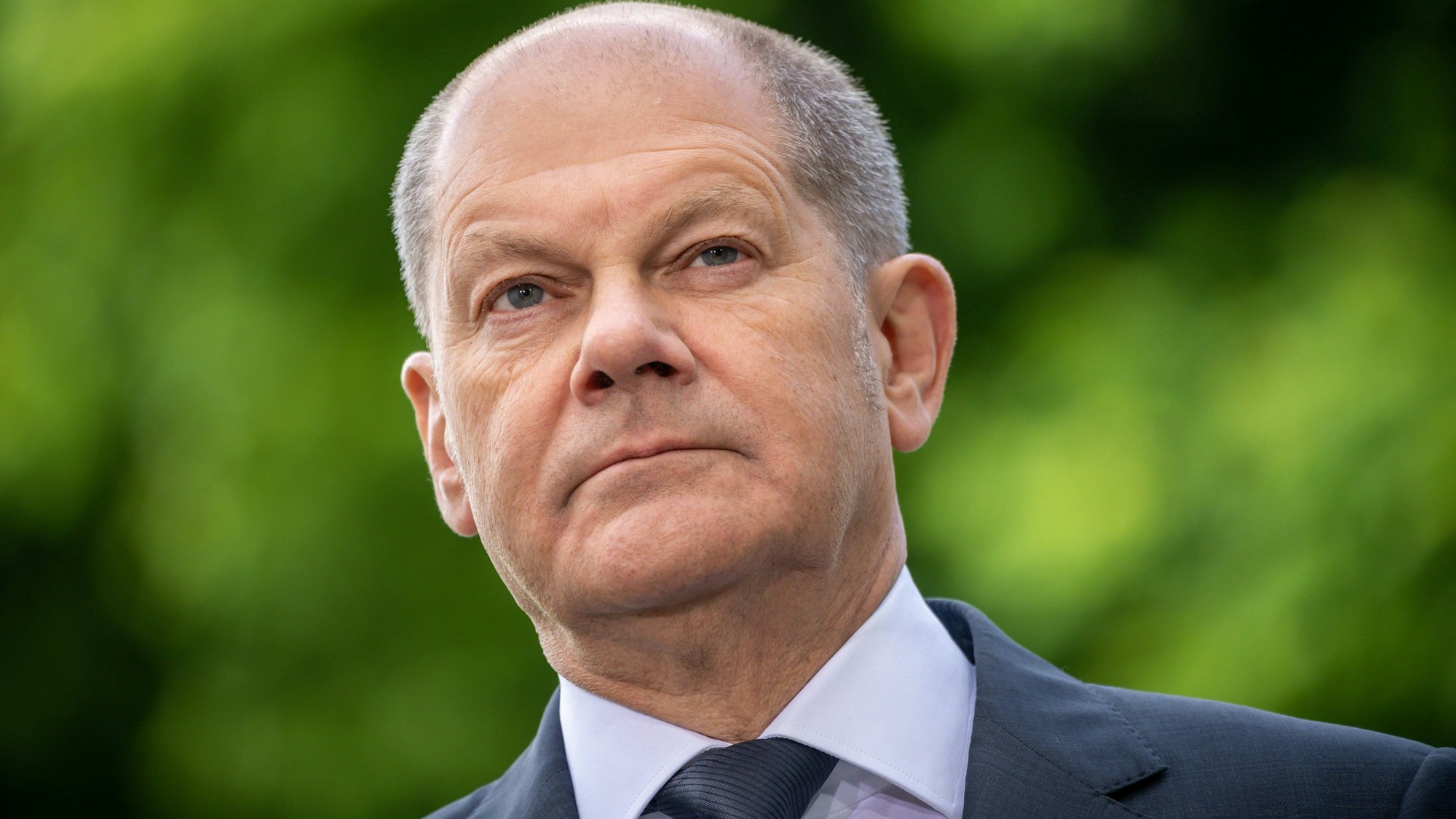 Bundeskanzler Olaf Scholz bei einer Pressekonferenz.