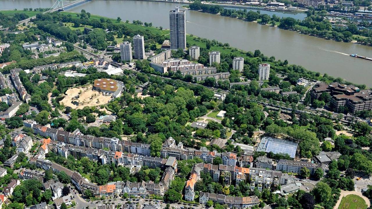 Der Kölner Zoo aus der Luft fotografiert.