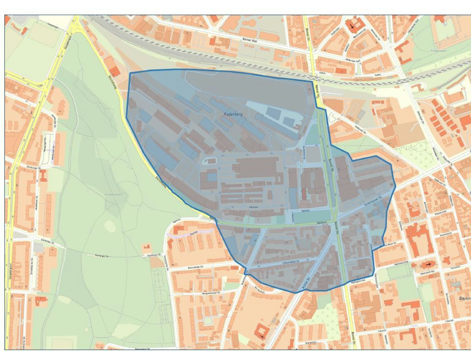 Evakuierungsradius zur Bombe in Raderberg am 15. Juni 2022.