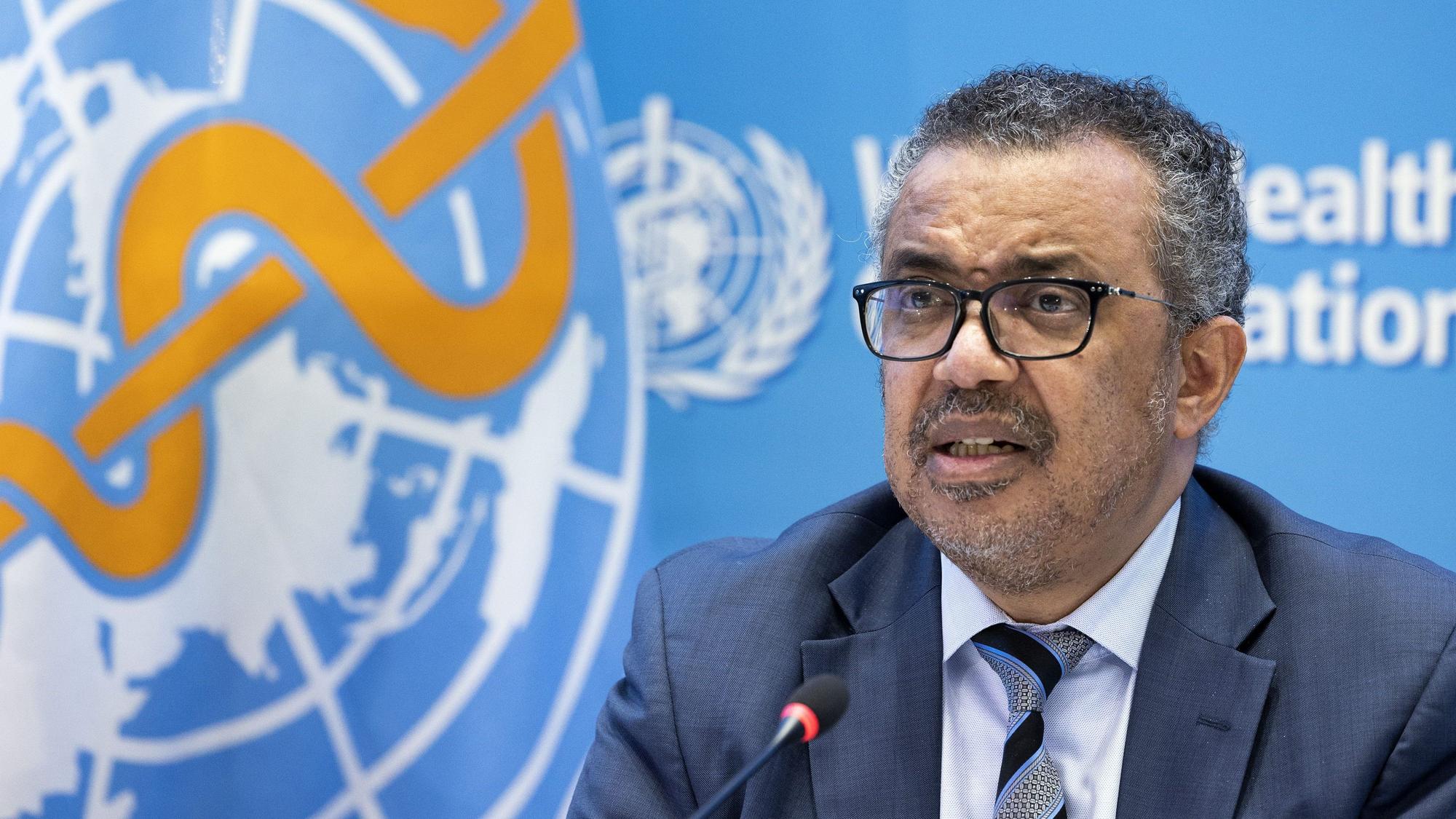 WHO-Chef Tedros Adhanom Ghebreyesus spricht bei einer Pressekonferenz.