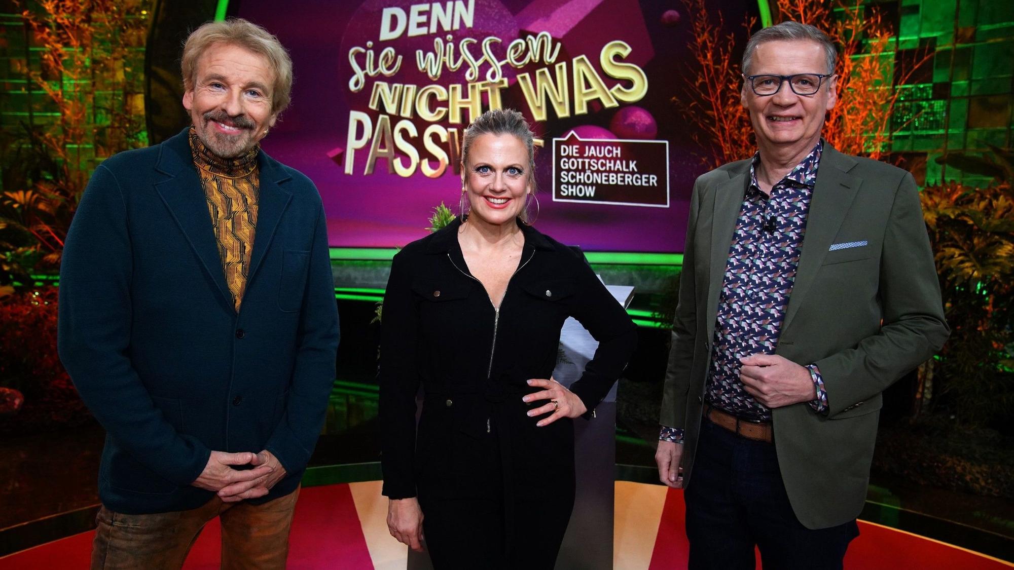 Barbara Schöneberger, Thomas Gottschalk (l.) und Günther Jauch.