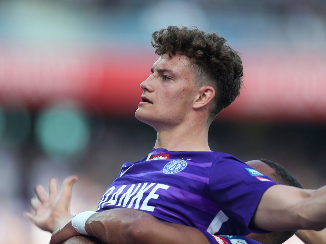 Eric Martel trifft für Austria Wien gegen Sturm Graz.