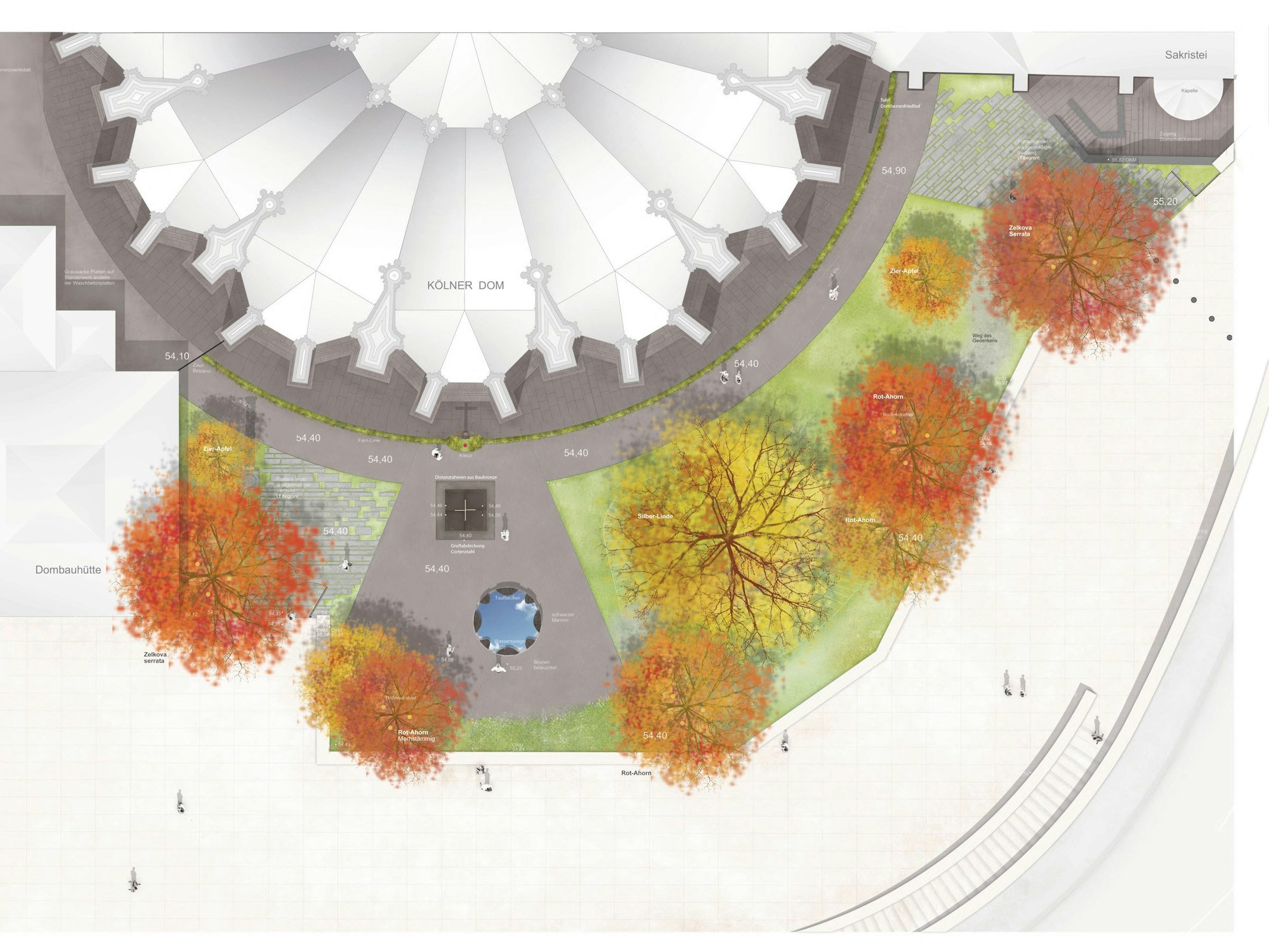 Plan für den Umbau des Kölner Domfriedhofs am Dom.