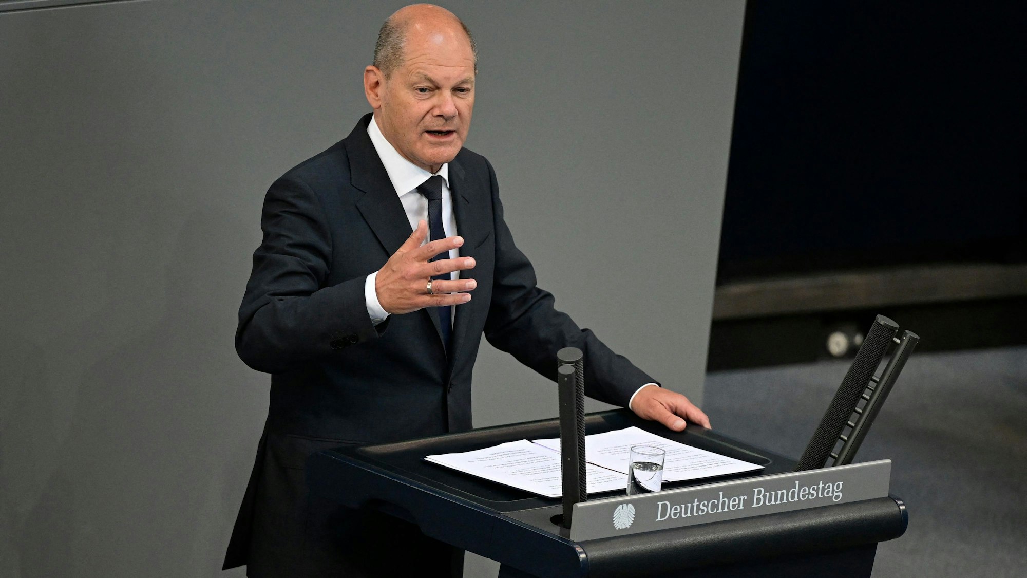 Kanzler Olaf Scholz während seiner Regierungserklärung am 22. Juni.AFP