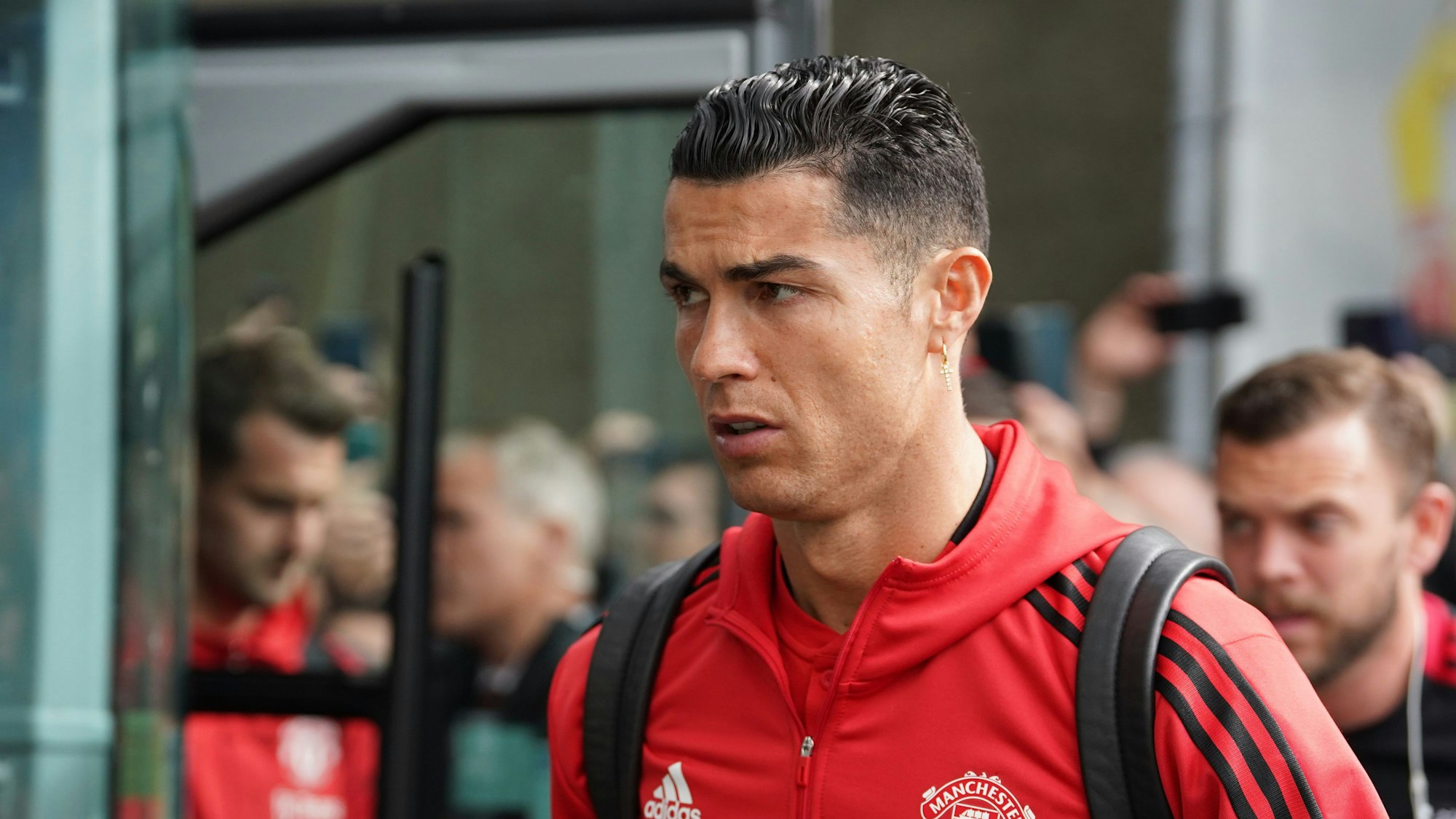 Manchester-United-Star Cristiano Ronaldo bei einer Reiseankunft.