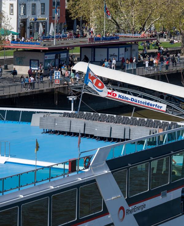 Die KD-Verkaufsstelle am Rheinufer in Köln – das Gebäude muss abgerissen werden.