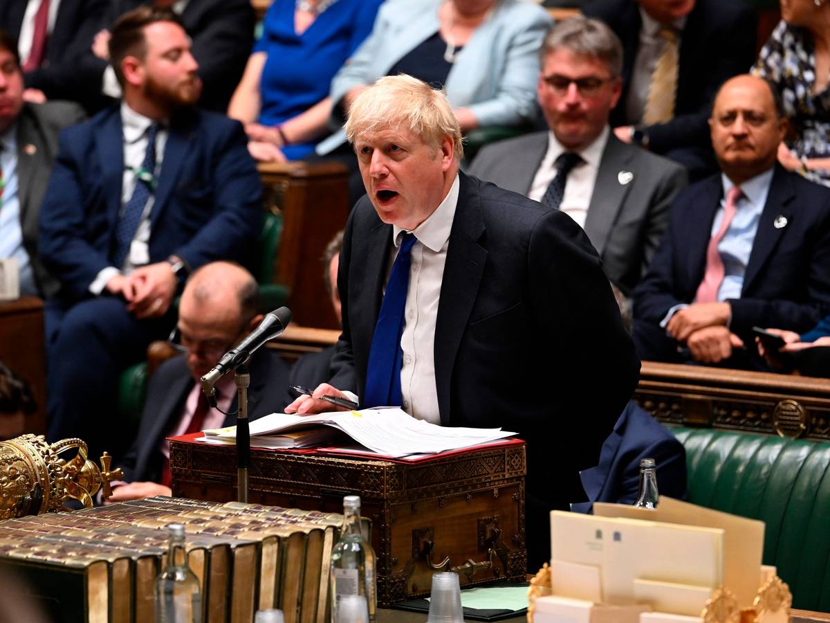 Boris Johnson am 6. Juli 2022 im britischen Unterhaus bei der wöchentlichen Fragestunde.