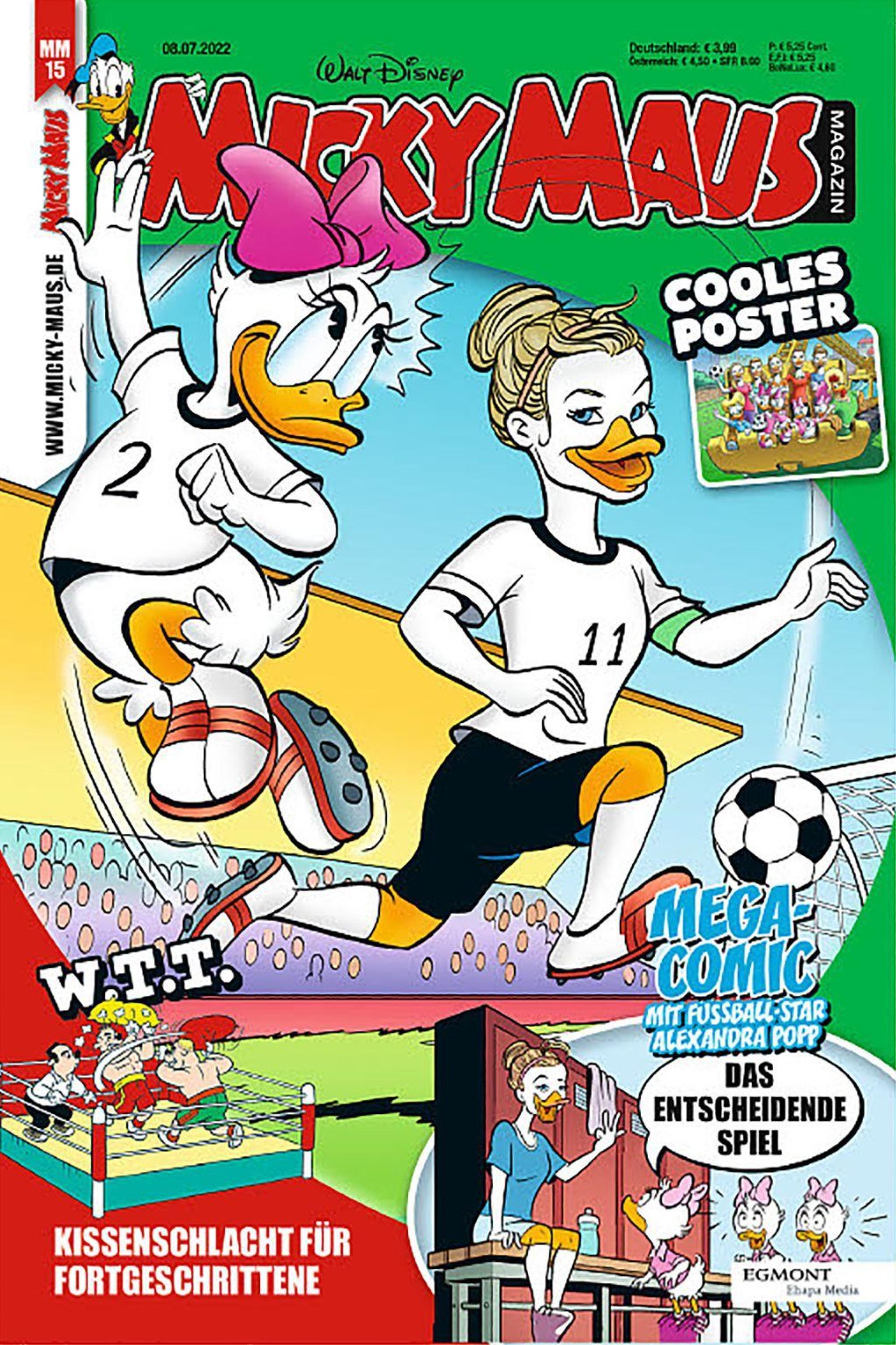 Deutsche Kapitänin Alexandra Popp als Comicfigur in Entenhausen.