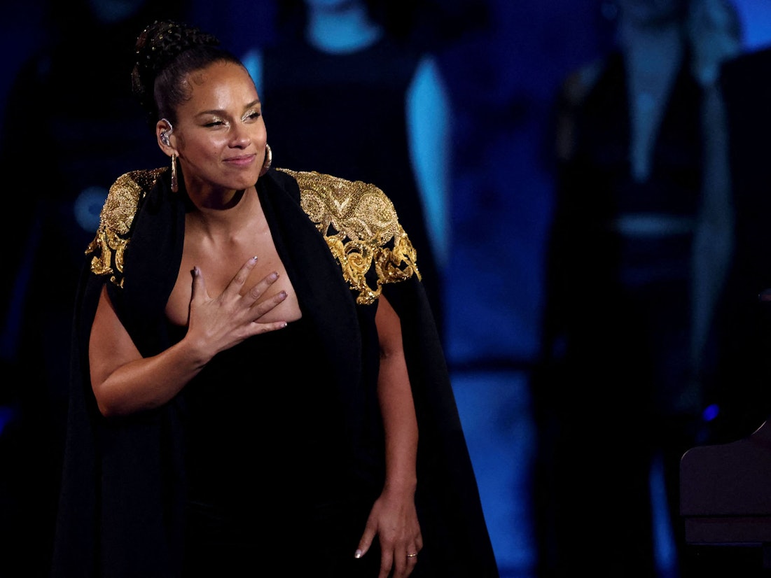 US-Weltstar Alicia Keys sorgte am Freitagabend in der Kölner Lanxess-Arena für Gänsehaut-Atmosphäre. Das Foto zeigt sie bei der Party anlässlich des 70. Thronjubiläum von Queen Elizabeth II. am 4. Juni 2022 in London.