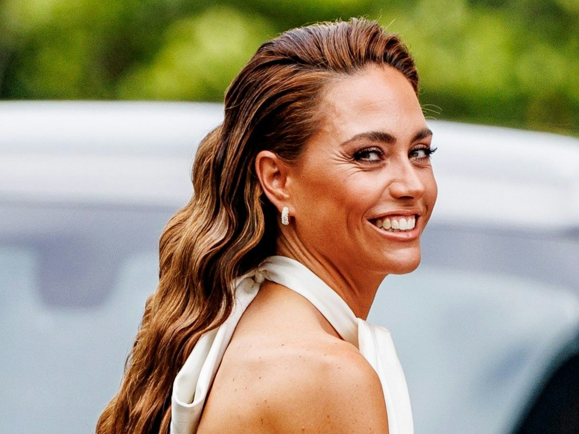 Am Abend vor der kirchlichen Trauung ließ es Franca Lehfeldt (hier am 7. Juli auf Sylt) noch einmal krachen.