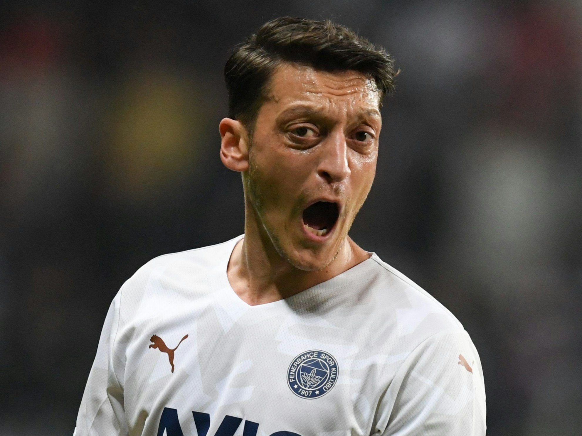 Istanbuls Mesut Özil schreit auf dem Platz.