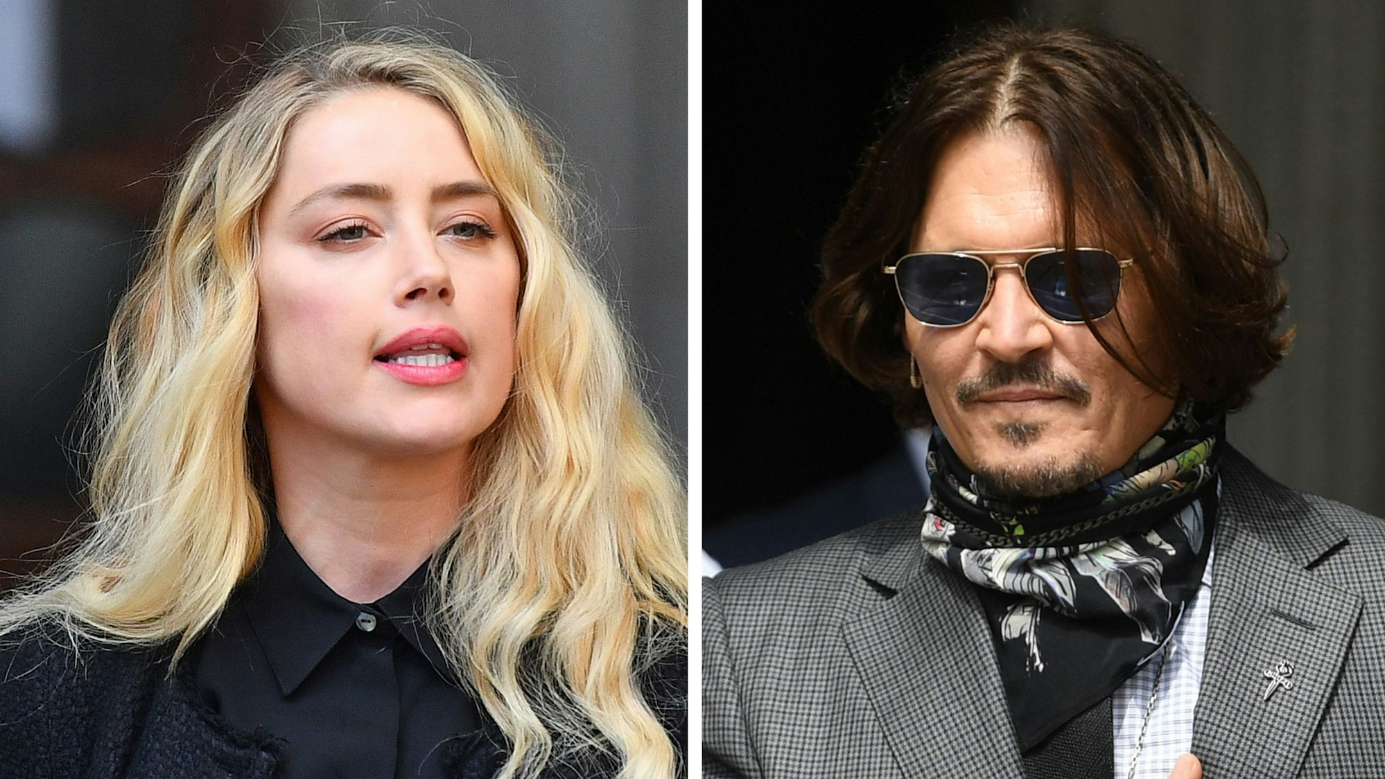 KOMBO - Schauspielerin Amber Heard (Archivfoto vom 28.07.2020) und Johnny Depp (Archivfoto vom 23.07.2020) bei der Ankunft am High Court. D