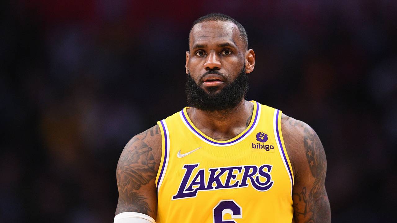 Basketball-Profi LeBron James von den Los Angeles Lakers während eines NBA-Spiels.