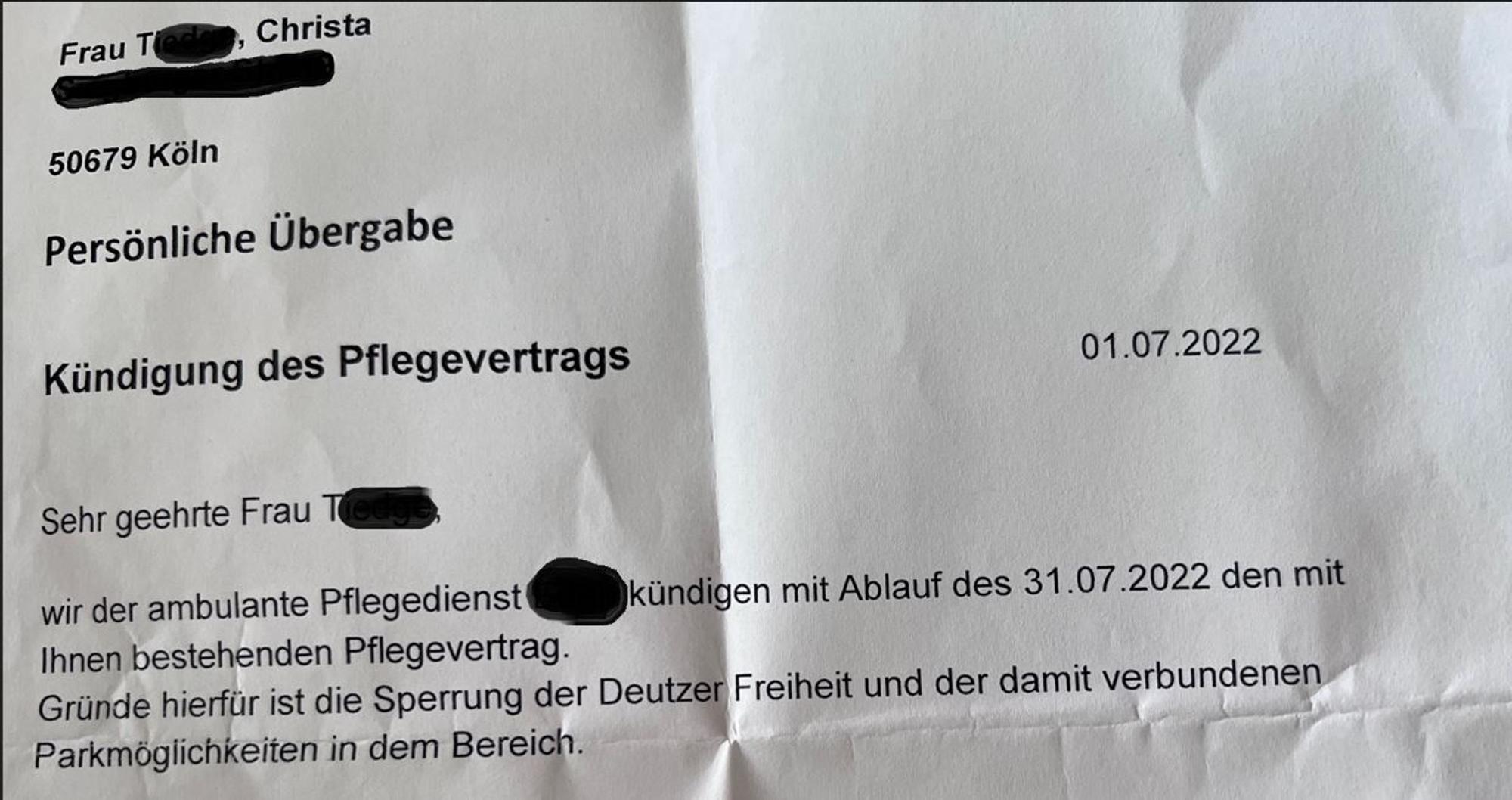 Die Kündigung an Christa T.