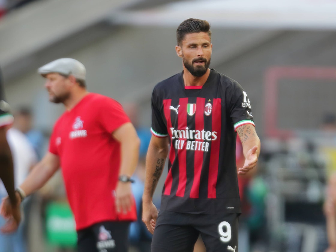 Köln, Deutschland, 16.07.2022, Telekom Cup, 1. FC Köln vs AC Mailand, Olivier Giroud Mailand *** Cologne, Germany, 16 07 2022, Telekom Cup, 1 FC Cologne vs AC Milan, Olivier Giroud Milan