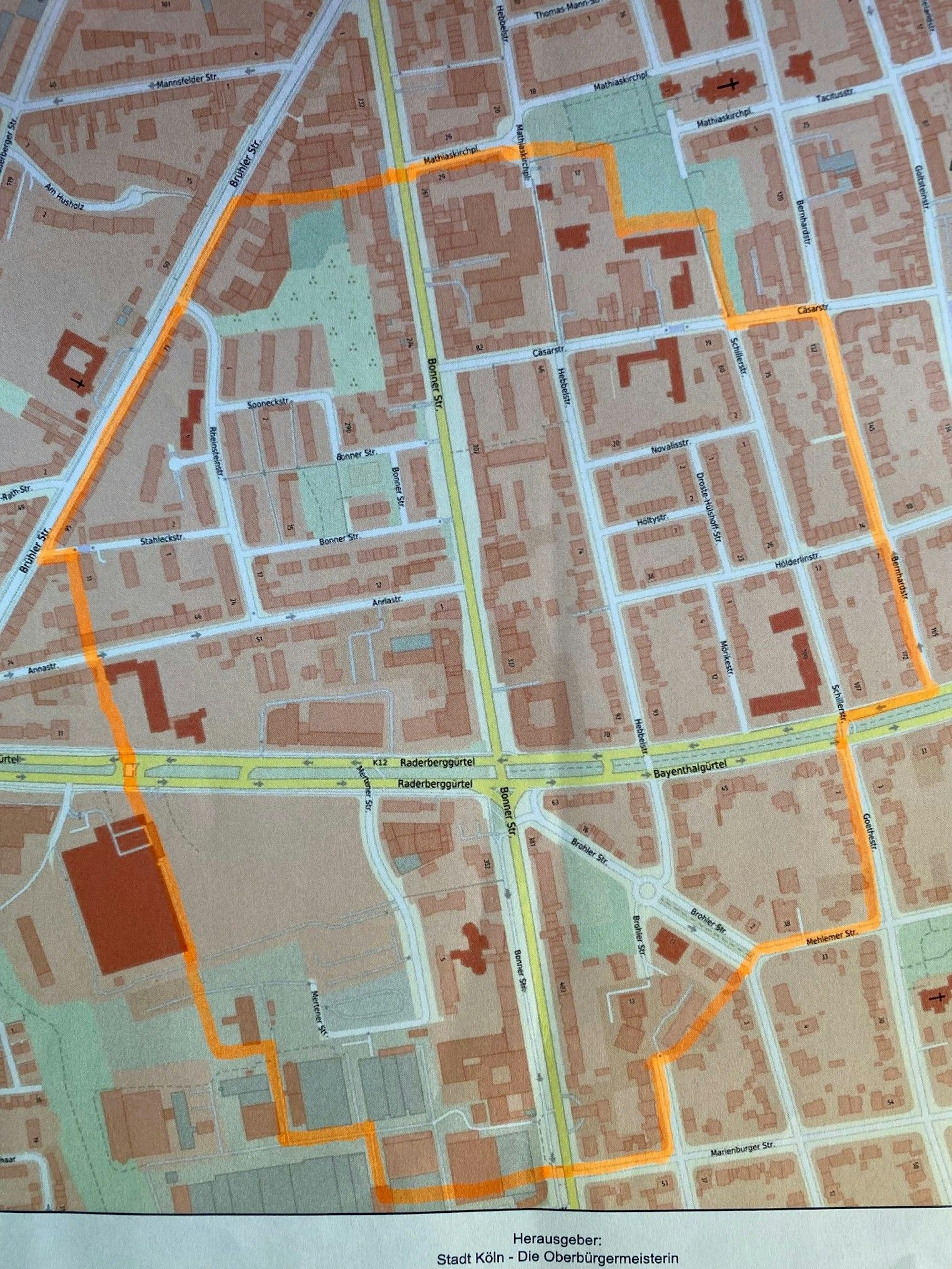 Evakuierungsradius am 18. Juli 2022 wegen eines Bombenblindgängers in Köln-Bayentahl.