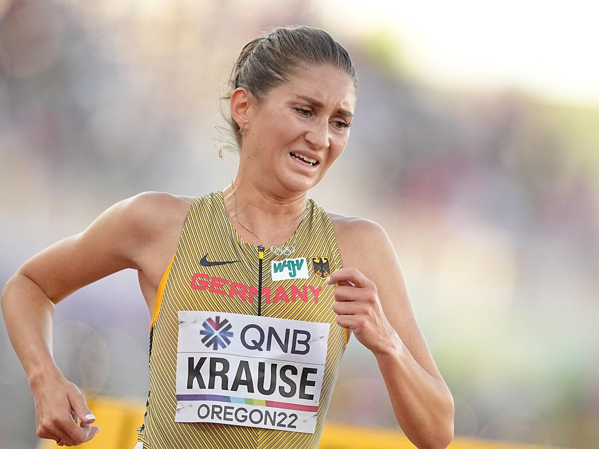Gesa Felicitas Krause während ihres Final-Rennens bei der Leichtathletik-WM