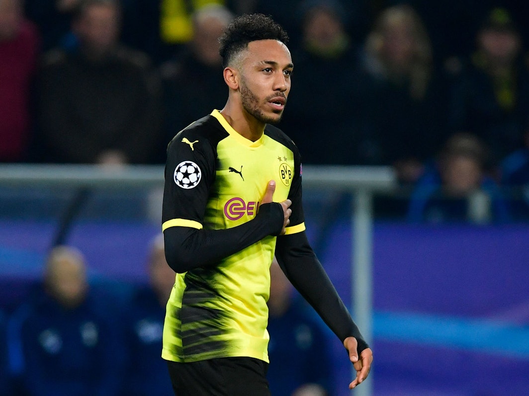 Pierre-Emerick Aubameyang jubelt nach seinem Treffer gegen Tottenham Hotspurs.