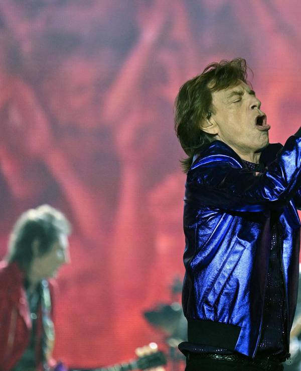 Rolling-Stones-Sänger Mick Jagger beim Konzert in Aktion.