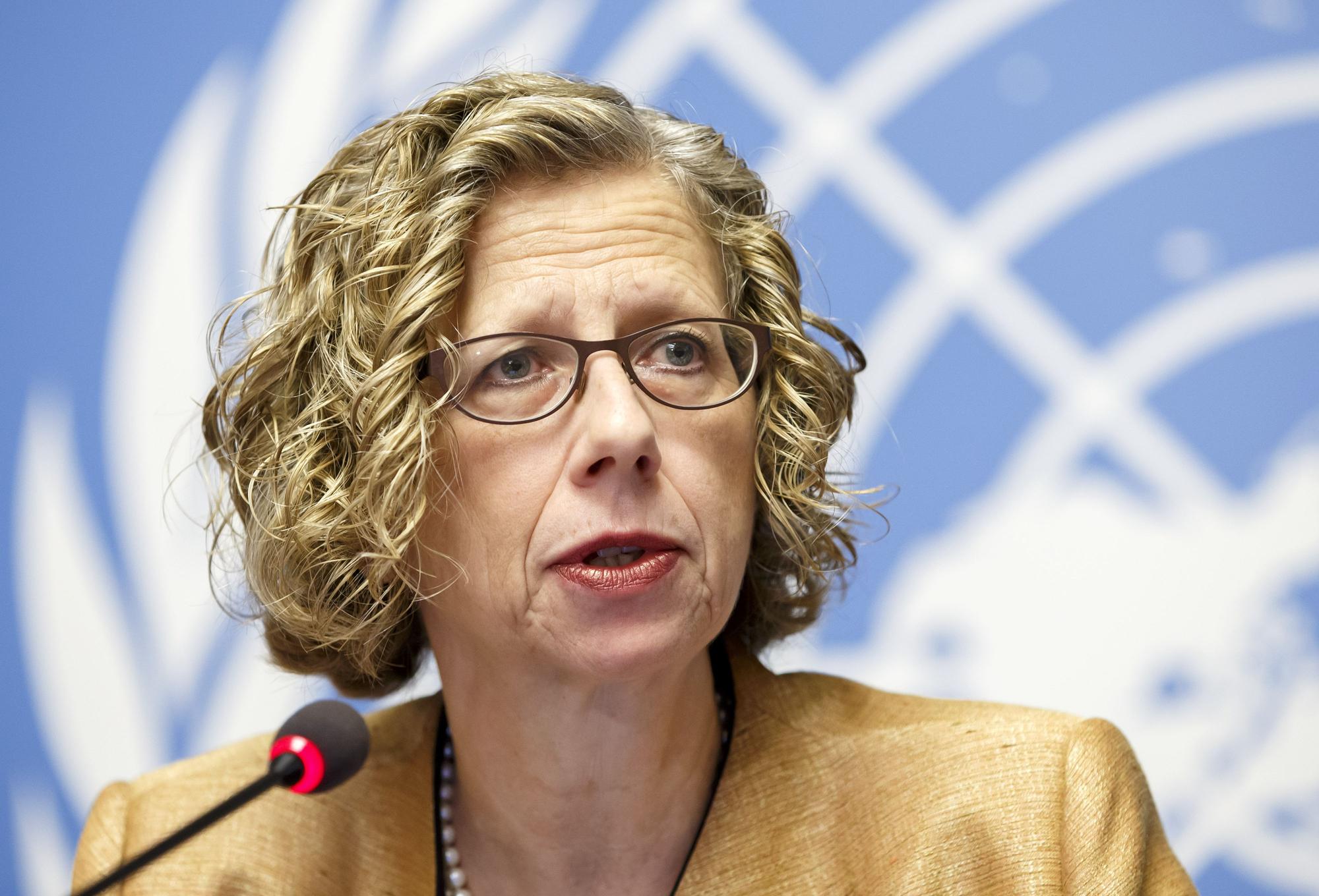 Inger Andersen, Exekutivdirektorin des Umweltprogramms der Vereinten Nationen (UNEP), informiert während einer Pressekonferenz am europäischen Hauptsitz der Vereinten Nationen über den jährlichen Bericht zur Erreichung der Klimaziele (Emissions Gap Report).