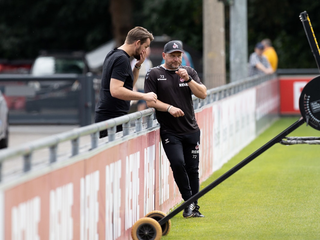 Steffen Baumgart und Thomas Kessler beim Training des 1. FC Köln.