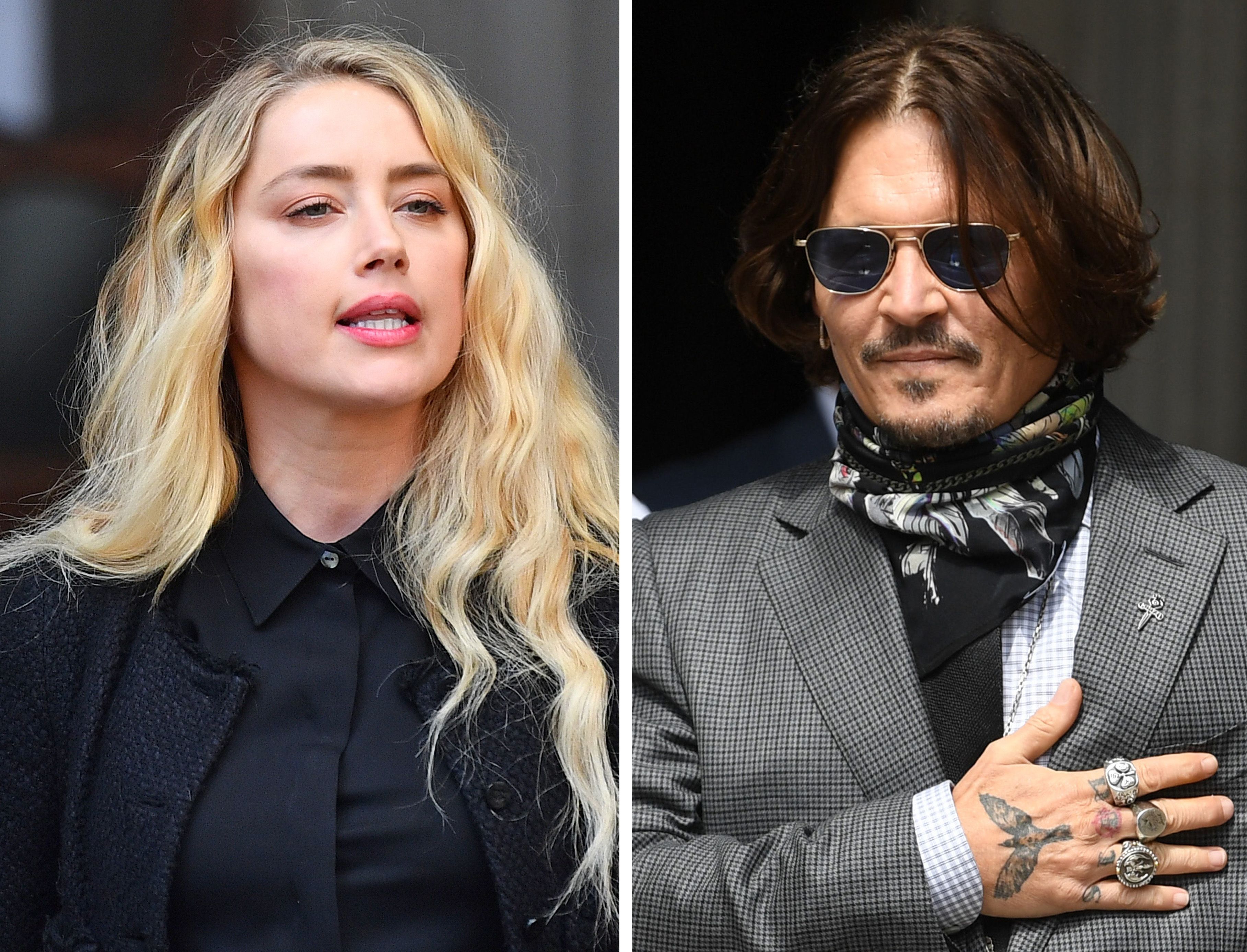 KOMBO - Schauspielerin Amber Heard (Archivfoto vom 28.07.2020) und Johnny Depp (Archivfoto vom 23.07.2020) bei der Ankunft am High Court.