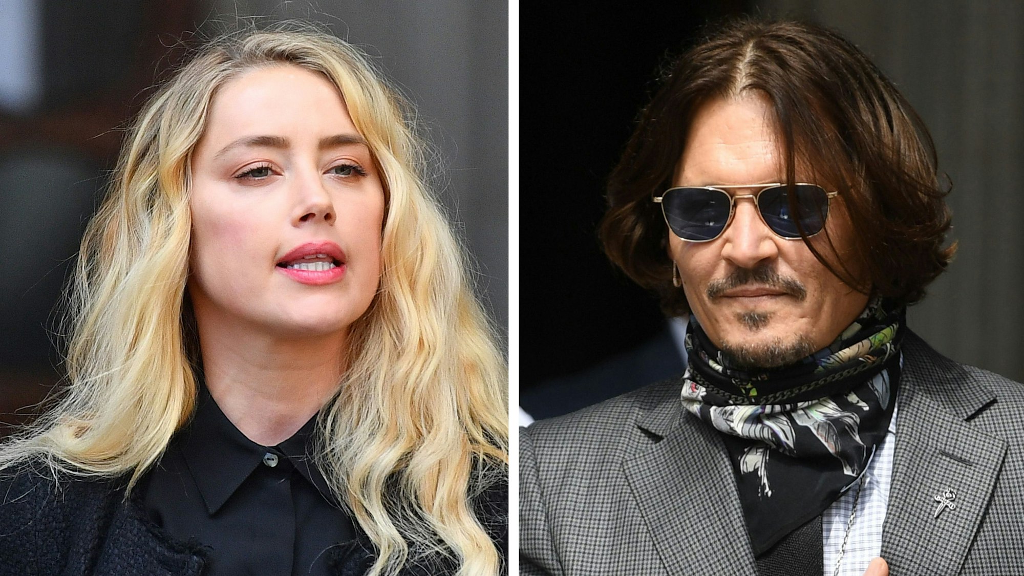 KOMBO - Schauspielerin Amber Heard (Archivfoto vom 28.07.2020) und Johnny Depp (Archivfoto vom 23.07.2020) bei der Ankunft am High Court.