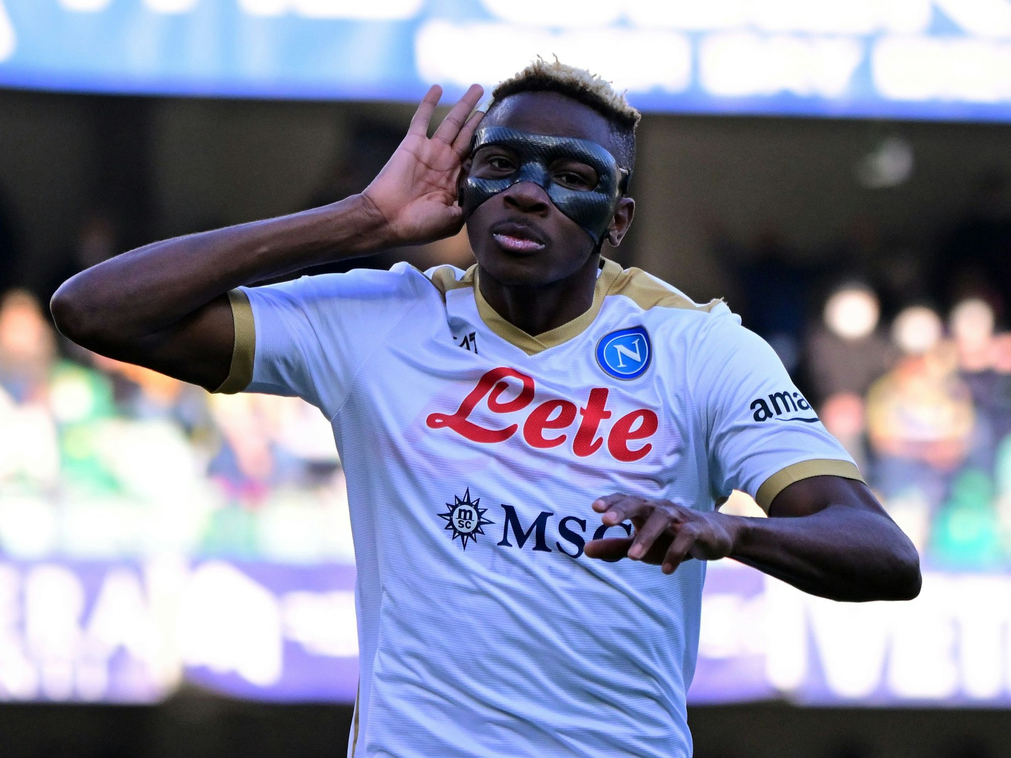 Victor Osimhen von der SSC Neapel feiert einen Treffer.