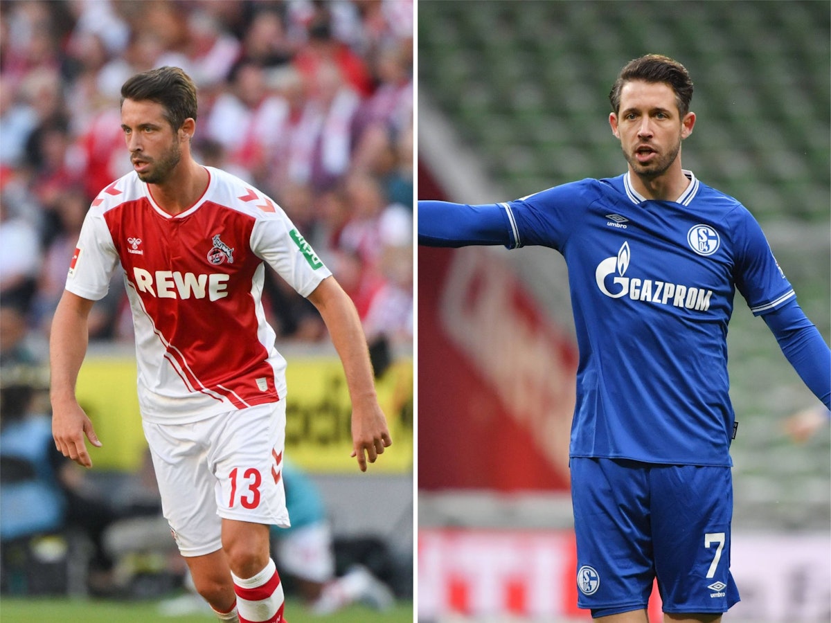 Mark Uth in den Trikots des 1. FC Köln und des FC Schalke 04.