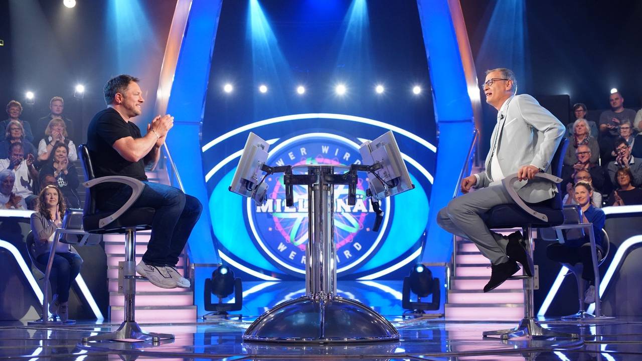 Günther Jauch und Kandidat Alexander Profant bei „Wer wird Millionär?“ vom 8. August 2022.