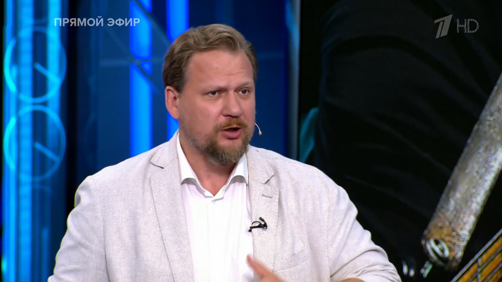 Der Propagandist Juri Kot erklärt in „Kanal 1“, einem Sender im russischen Staatsfernsehen, am Montag (8. August), Russland solle eine Rakete auf Washington und eine zweite auf London abfeuern, wenn dem Kernkraftwerk Saporischschja etwas zustößt.