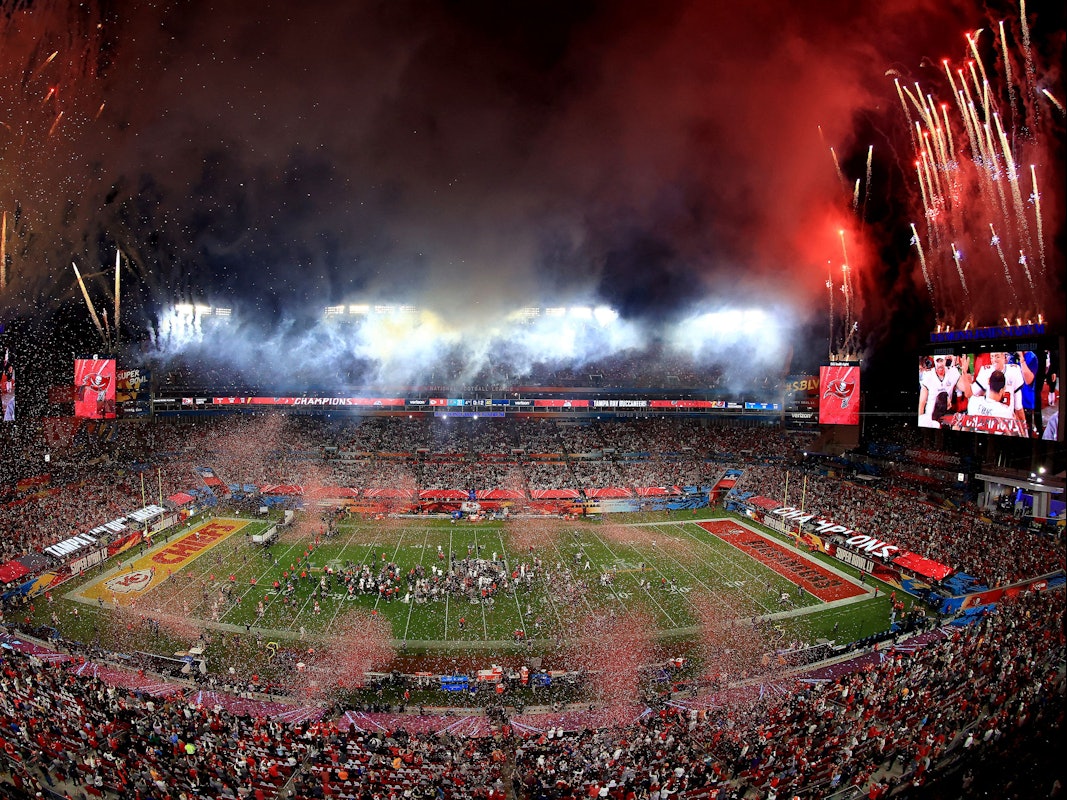 Feuerwerk beim Super Bowl 2021 in Tampa Bay.
