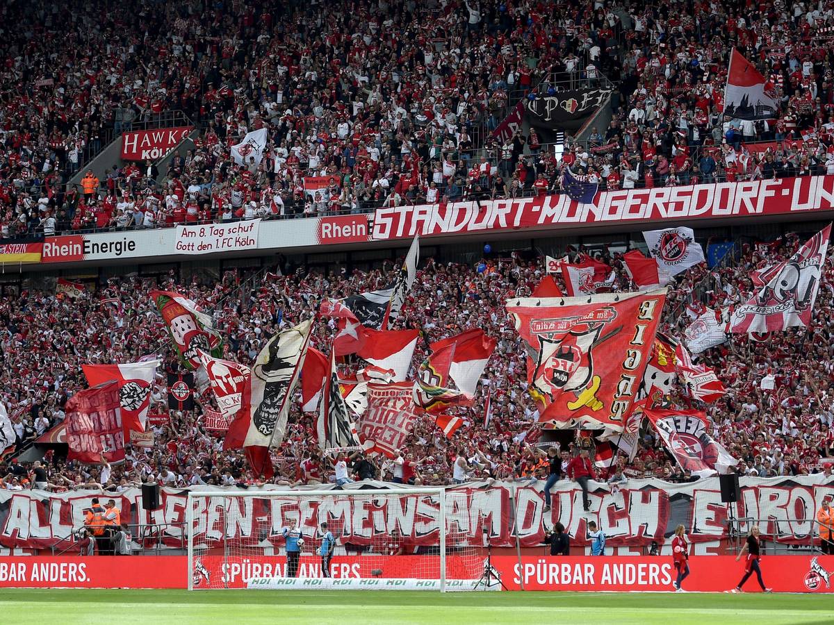 Die Fans des 1. FC Köln freuen sich auf die Saison im Europapokal. Das Foto zeigt die Südtribüne beim Spiel gegen Mainz 05 am 20. Mai 2017.