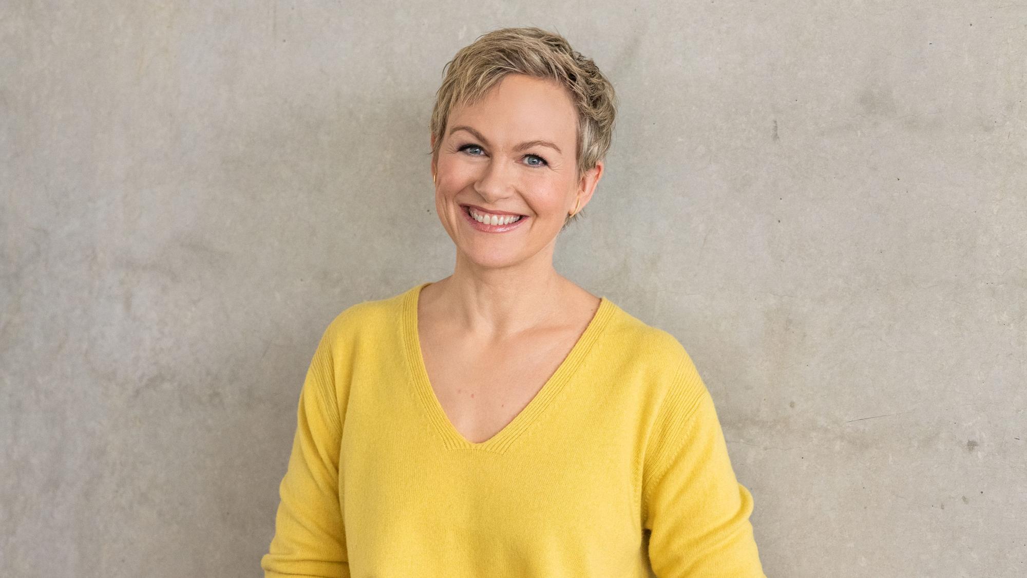 Karen Heinrichs, hier bei einem Fototermin für das SAT.1-Frühstücksfernsehen am Sonntag, ist ein wahrer Sonnenschein.