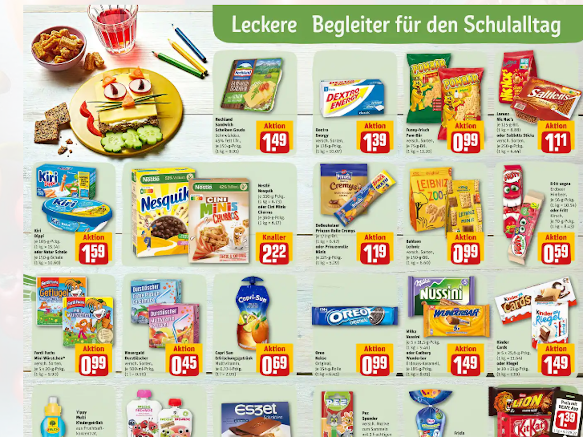 Rewe sorgt mit seinem Prospekt zum Schulstart für Empörung. Das Foto des Prospekts hat die Verbraucherzentrale Bayern auf Twitter geteilt.