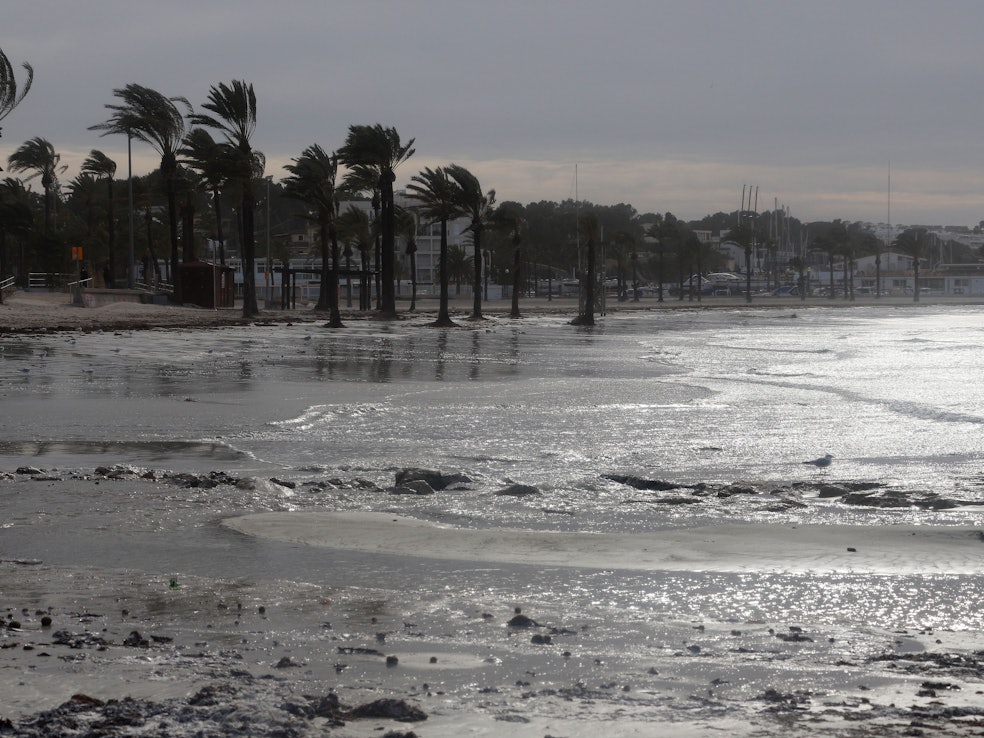 Nach Rekordhitze folgt Sturm und Regen: Auf Mallorca wird ein Wetterumschwung erwartet, am Montag (15. August) gilt die Warnstufe Gelb. Unser Foto zeigt den Strand von Arenal im Januar 2021.