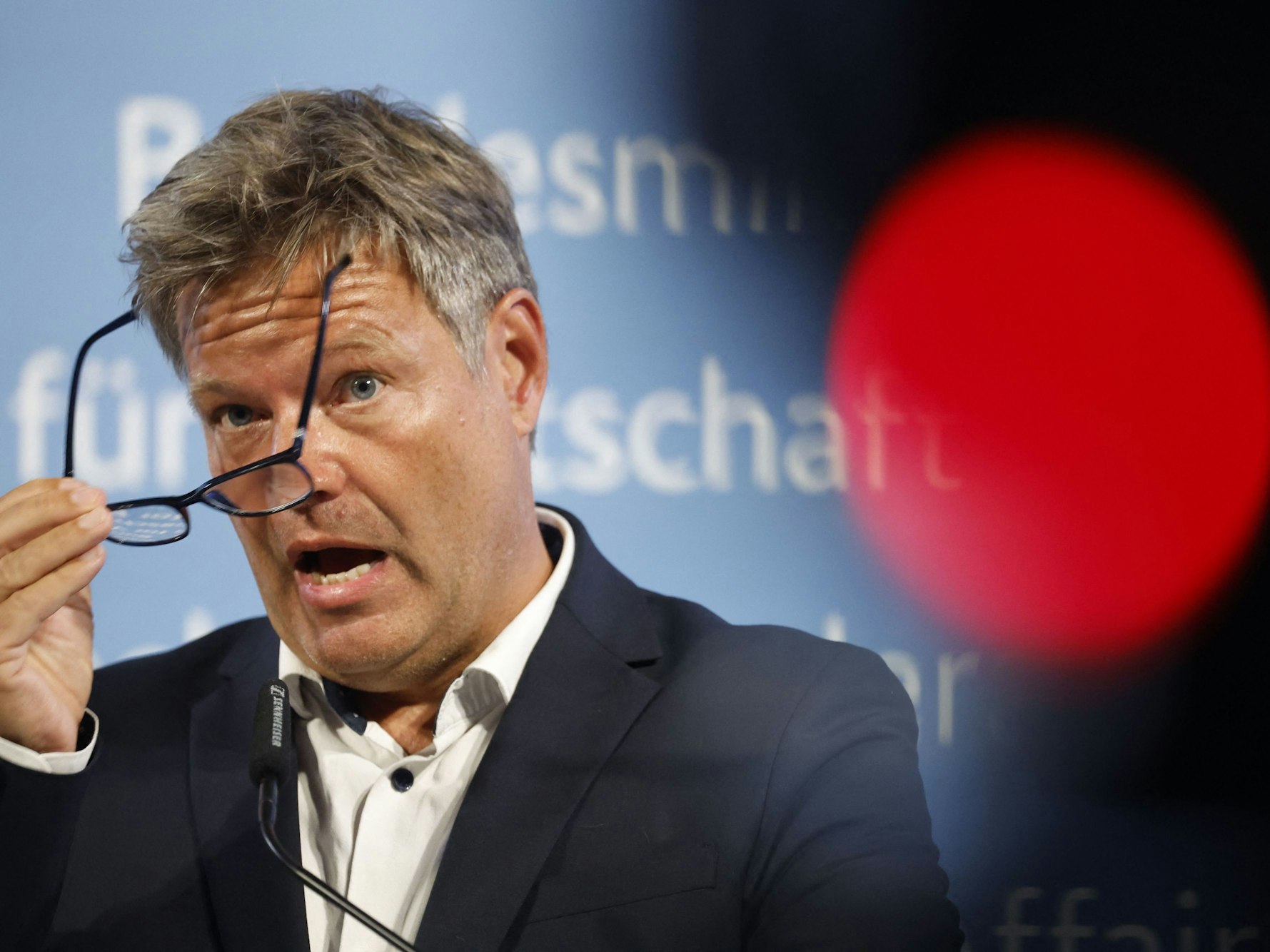 Energie- und Umweltminister Robert Habeck bei einer Pressekonferenz am 15. August.