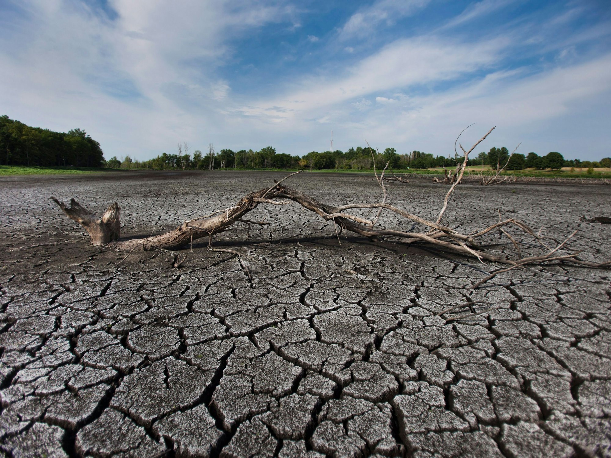 Temperaturen von über 50 Grad, in manchen Regionen könnte das schon bald regelmäßig der Fall sein. Unser Foto zeigt einen ausgetrockneten See in Indiana.