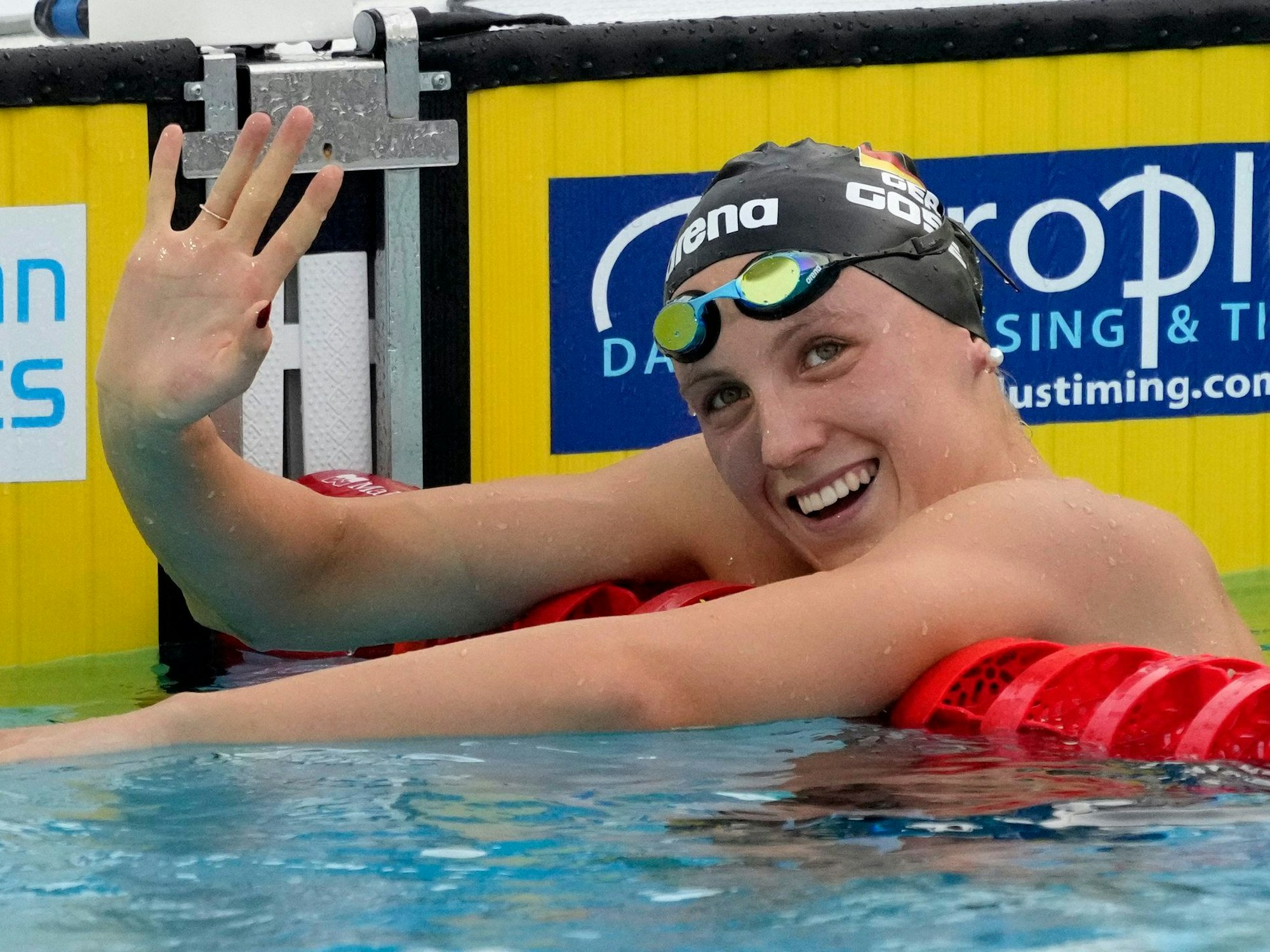 Marie Isabel Gose aus Deutschland jubelt nach ihrem Sieg in Rom.