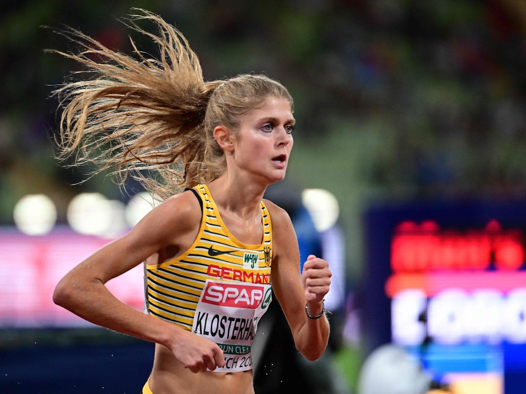Konstanze Klosterhalfen auf ihrem Lauf zu Gold bei der Leichtathletik-EM in München.