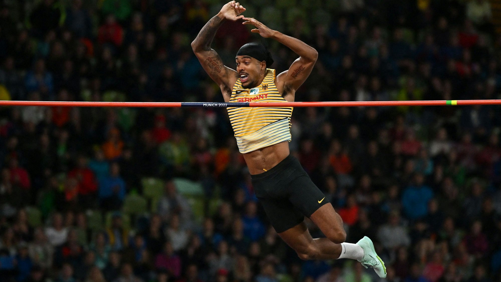 Bo Kanda Lita Baehre überspringt am 20. August 2022 die 5,85 Meter und holt Silber.