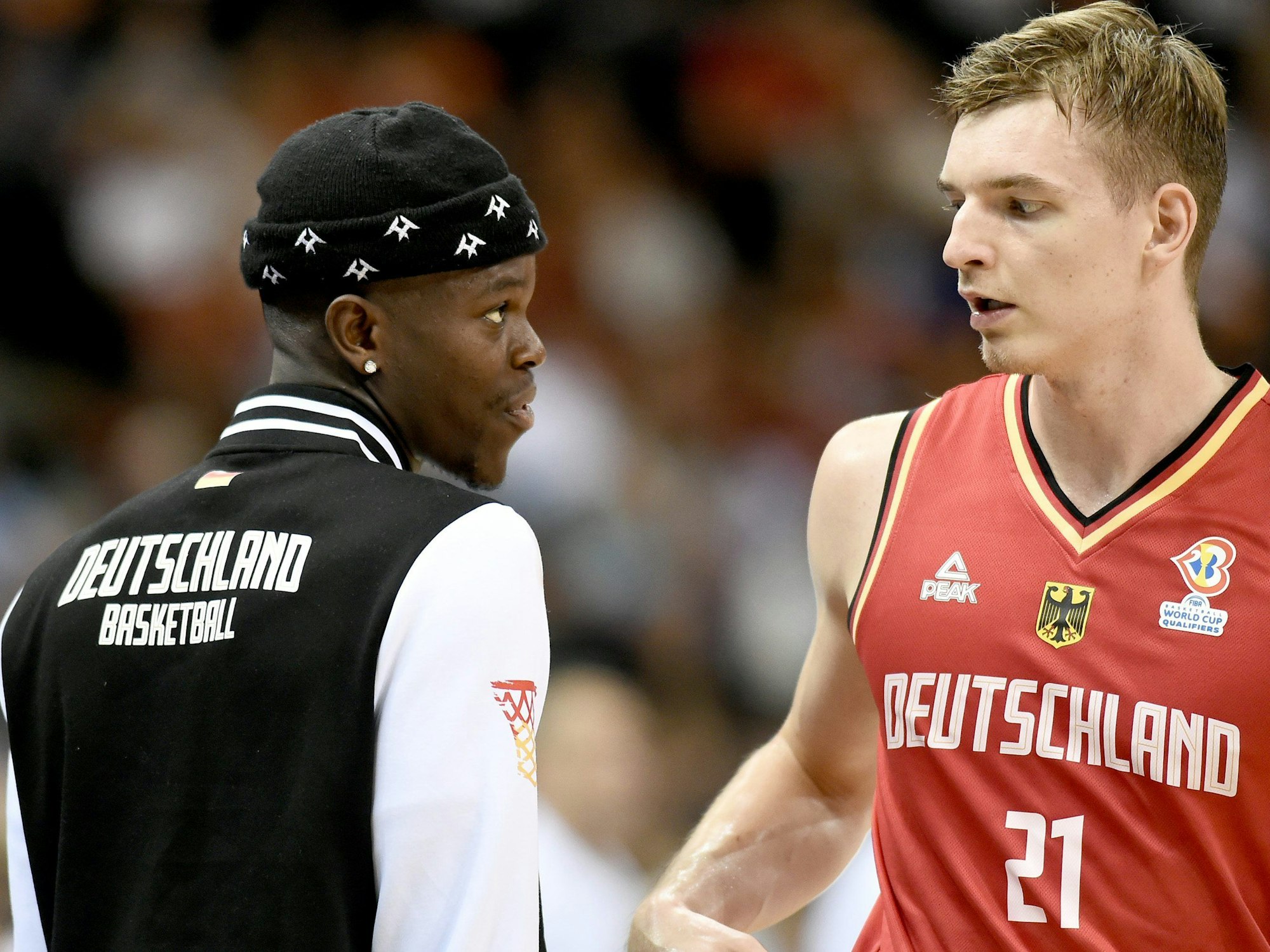 Deutschlands Dennis Schröder (links) und Justus Hollatz.