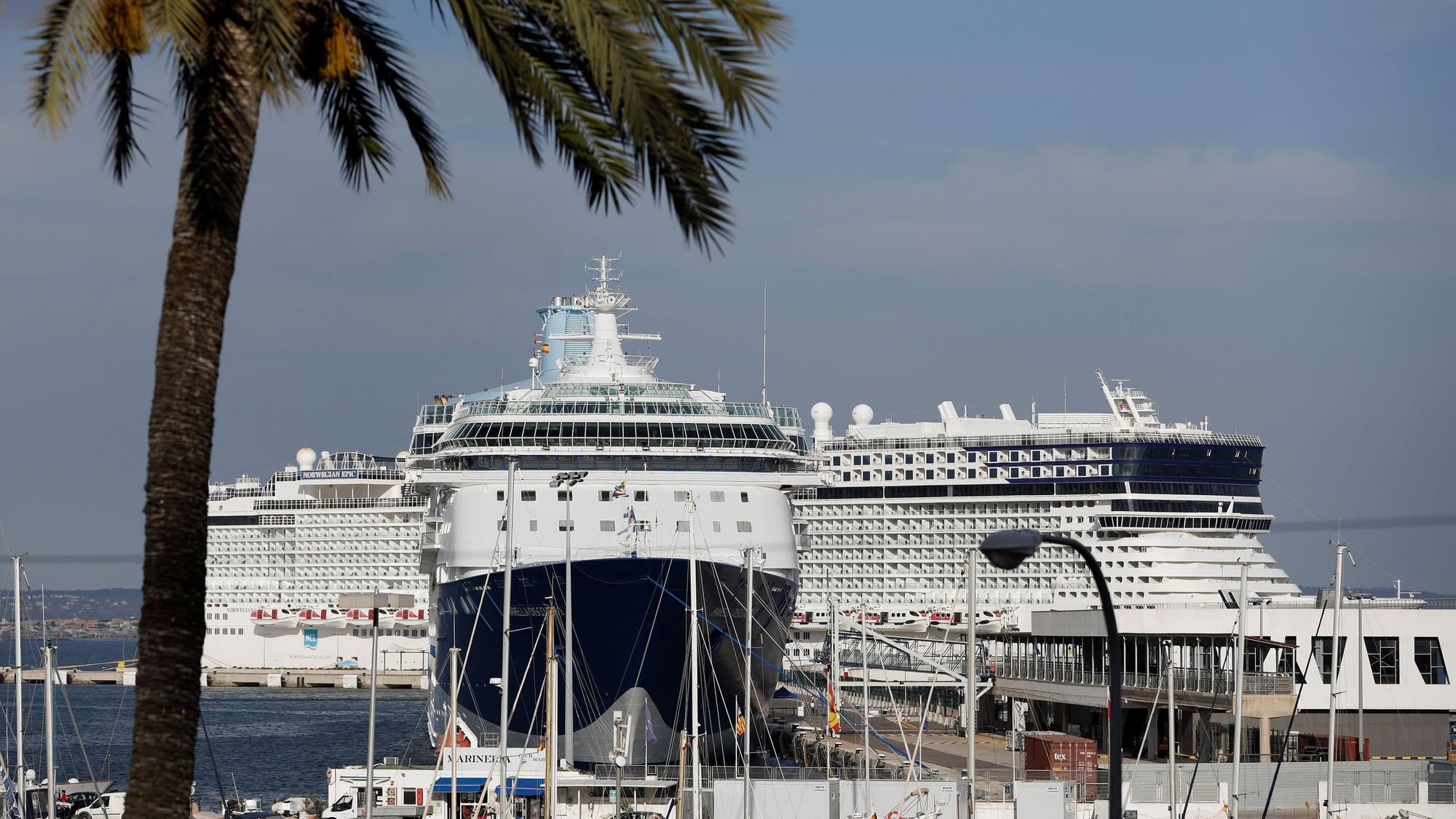 Eigentlich hat Palma die Anzahl der Kreuzfahrtschiffe begrenzt. Hier die Marella Discovery 2 und die Norwegian Epic im Mai 2022 in Palma.