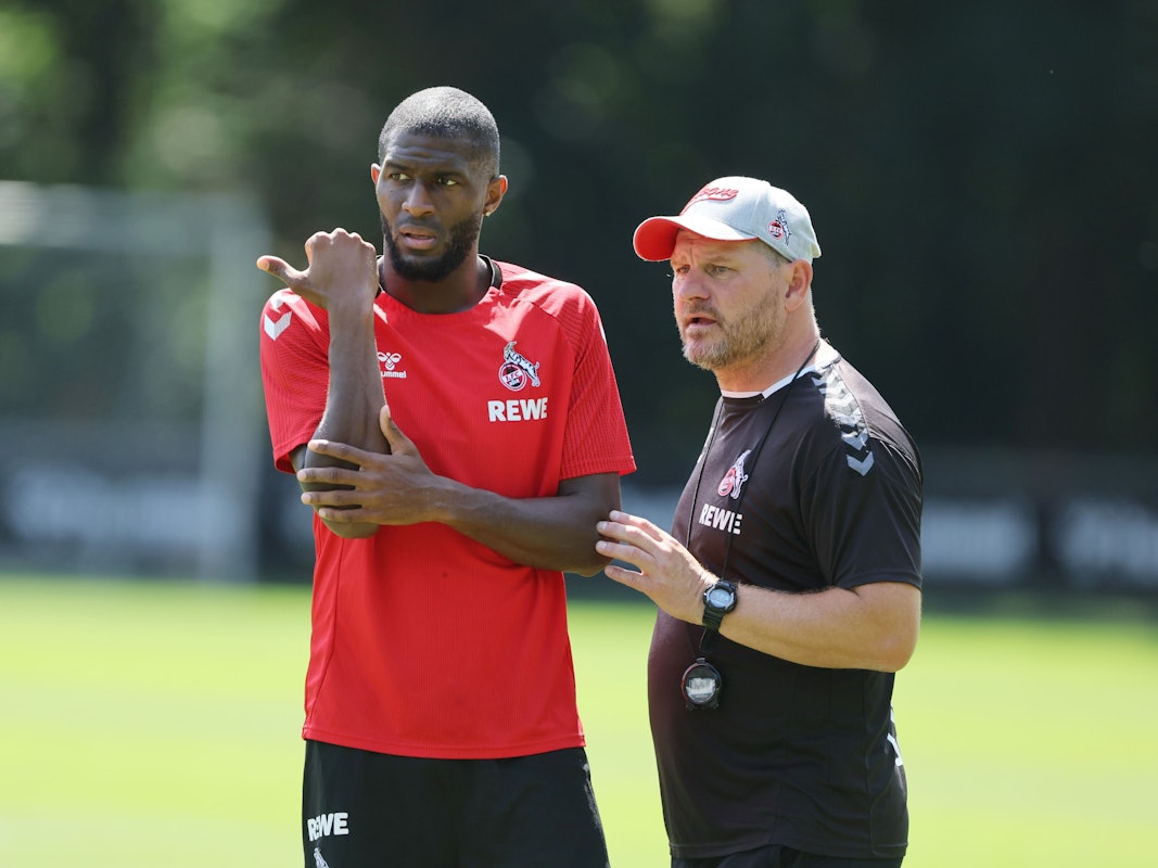 Ex-FC-Profi Anthony Modeste beim Training am 28. Juli 2022 mit Chefcoach Steffen Baumgart
